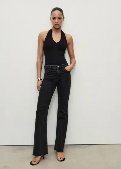 Mango Fiona Flared Mid-rise Jeans In Black