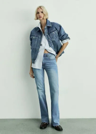 Mango Jean Fiona Flare Taille Normale Bleu Moyen - Femme - 48 -