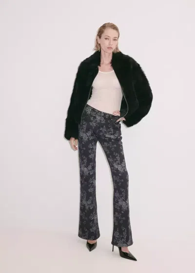 Mango Jean Flare À Imprimé Floral In Black