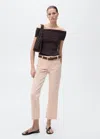 Mango Alex Raw Hem Patch Pocket Crop Flare Jeans In Pink