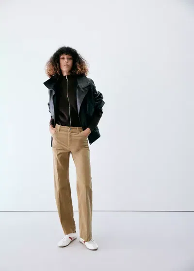 Mango Jean Flare En Velours Côtelé In Neutral