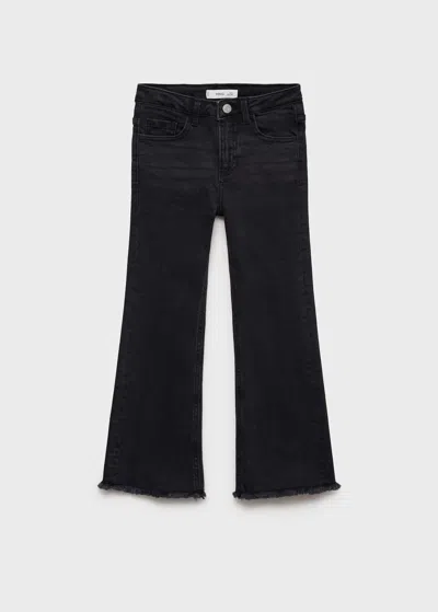 Mango Kids' Frayed Low-rise Skinny Jeans Black Denim In Blue