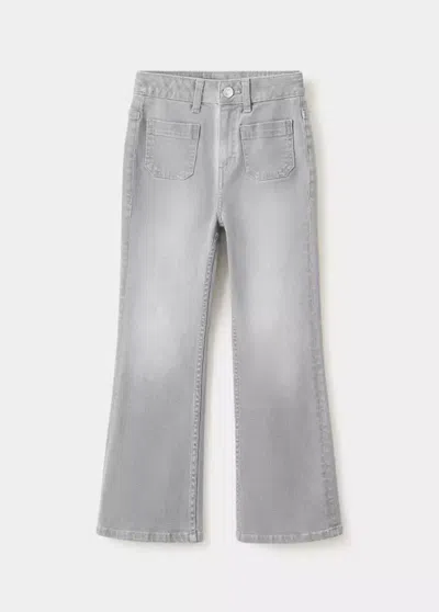 Mango Kids' Jean Flare Poches In Gris Denim