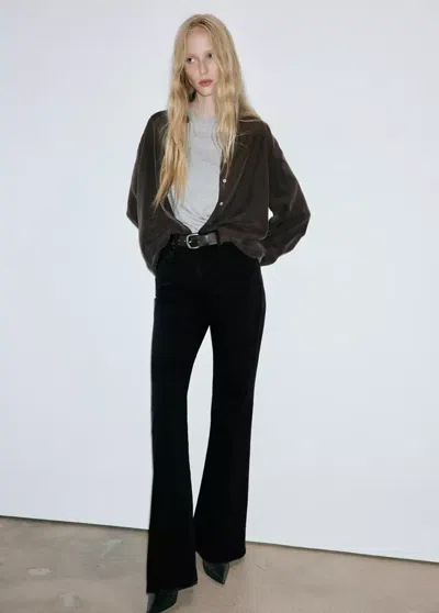Mango Jean Flare Taille Haute In Black Denim