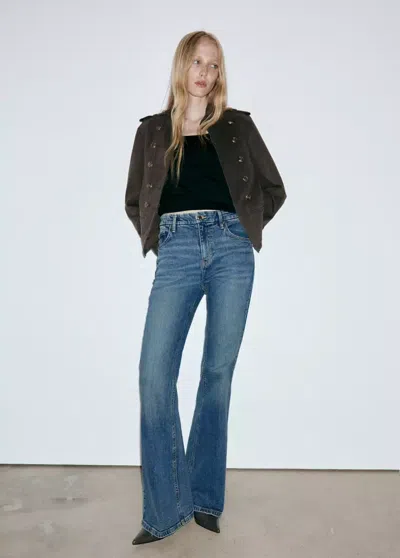 Mango Violeta High Waist Flare Leg Jeans In Blue