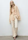 Mango Mid-rise Flared Jeans In Sand