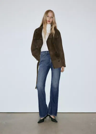 Mango Jean Flare Taille Mi-haute In Bleu Foncé