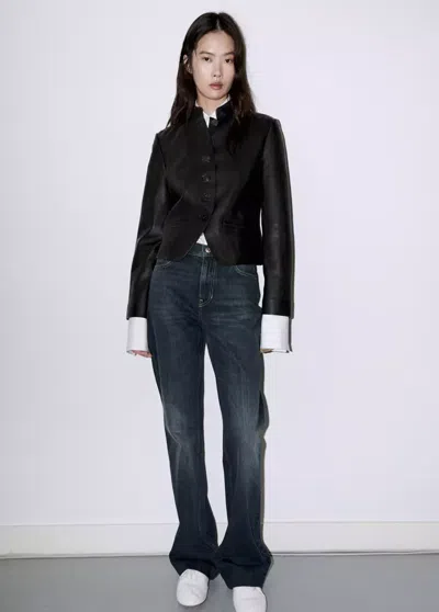 Mango Jean Flare Usé In Blue