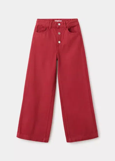 Mango Kids' Jean Large À Boutons In Rouge