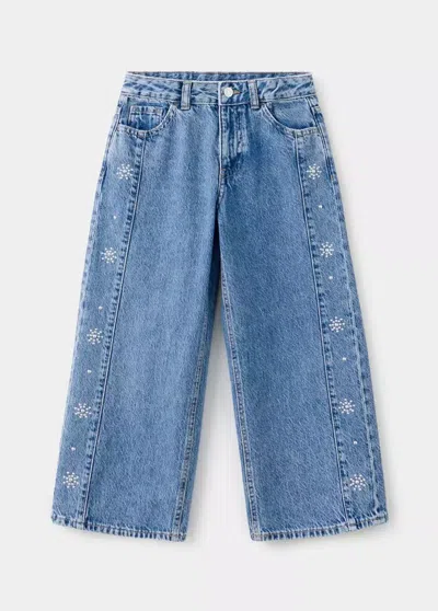 Mango Kids' Jean Large À Clous In Blue