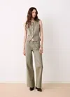 Mango Jean Large À Rayures In Kaki