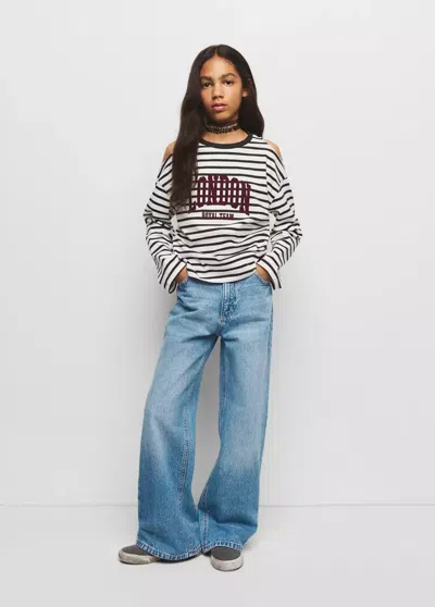 Mango Kids' Jean Large À Strass In Blue
