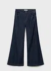 Mango Wide Leg Mid-rise Jeans In Blue