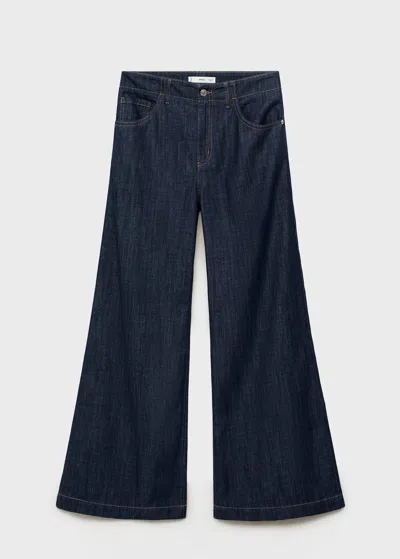 Mango Wide Leg Mid-rise Jeans In Blue