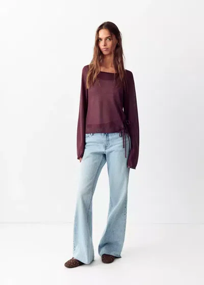 Mango Jean Low Waist Flare In Bleu Moyen