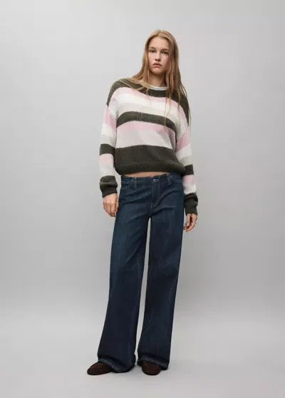Mango Jean Low Waist Wide Leg In Brown