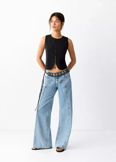 Mango Jean Low Waist Wide Leg In Blue