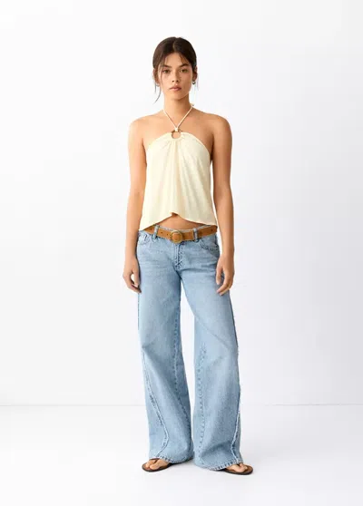 Mango Jean Low Waist Wide Leg In Blue