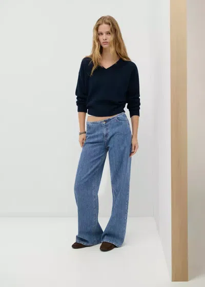 Mango Jean Low Waist Wide Leg In Blue