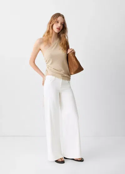 Mango Jean Low Waist Wide Leg In White