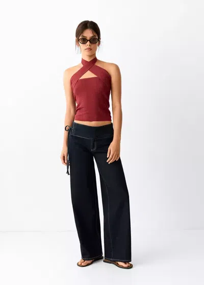Mango Jean Lyocell Coton Détail À La Taille In Blue