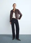 Mango Miami Medium-rise Straight-fit Jeans Open Blue In Black