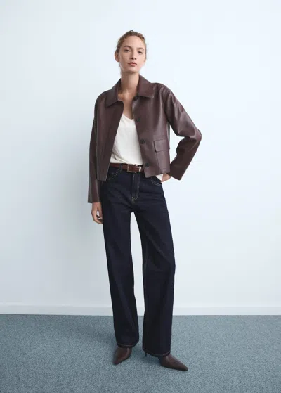 Mango Miami Medium-rise Straight-fit Jeans Open Blue In Black