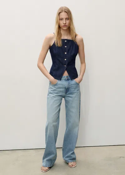 Mango Miami Medium-rise Straight-fit Jeans Light Blue