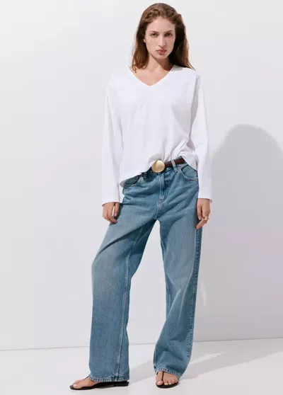 Mango Jean Miami Droit Taille Normale In Bleu Moyen