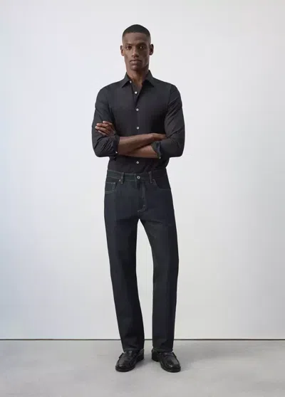 Mango Jean Moby Relaxed Fit Délavé Foncé In Bleu