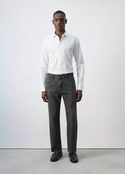 Mango Jean Moby Relaxed Fit Délavé Foncé In Gris