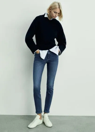 Mango Mid-rise Skinny Jeans Dark Blue In Bleu Foncé
