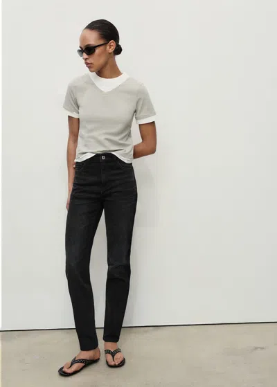 Mango Newmom Comfort High-rise Jeans In Black