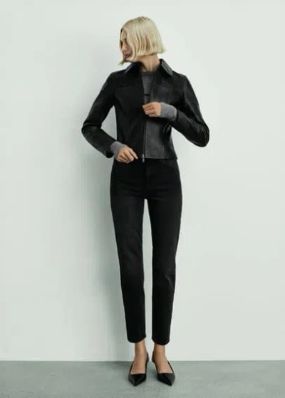 Mango Jean Newmom Confort Taille Haute Black Denim - Femme - 46 -