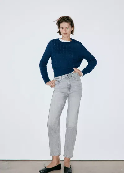 Mango Jean Newmom Confort Taille Haute In Gris Denim