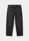 Mango Kids' Jean Regular Fit Avec Ourlet Retourné In Black Denim