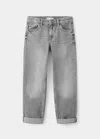 Mango Kids' Jean Regular Fit Avec Ourlet Retourné In Gris Denim