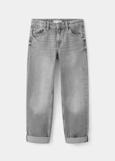 Mango Kids' Jean Regular Fit Avec Ourlet Retourné In Gris Denim