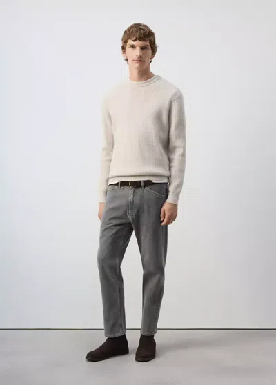 Mango Jean Regular-fit Cropped In Gray