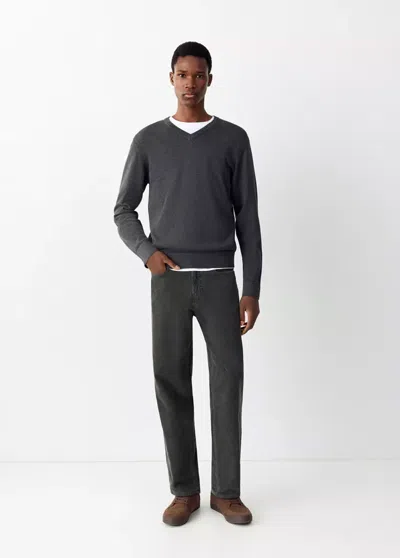 Mango Jean Relaxed Fit Effet Délavé In Gris Anthracite