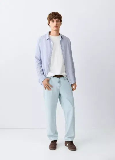 Mango Jean Relaxed-fit In Bleu Clair