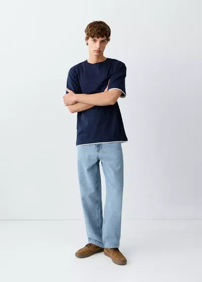 Mango Jean Relaxed-fit In Bleu Moyen