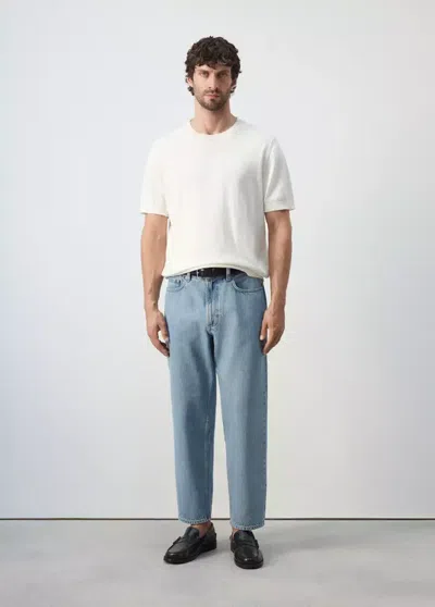 Mango Jean Sammy Court Coupe Carotte In Bleu Clair