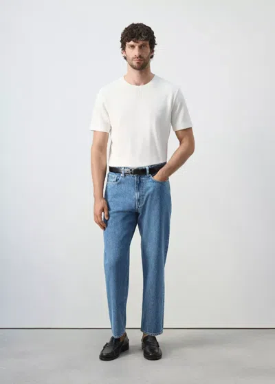 Mango Jean Sammy Court Coupe Carotte In Blue