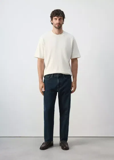 Mango Jean Sammy Court Coupe Carotte In Bleu Foncé Intense