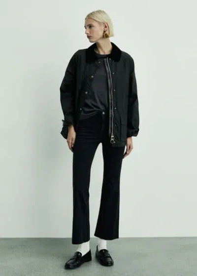 Mango Jean Sienna Flare Crop Black Denim - Femme - 46 -