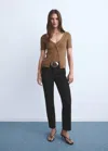 Mango Sienna Flared Cropped Jeans In Black