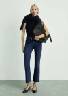 Mango Sienna Flared Cropped Jeans Dark Blue In Bleu Foncé