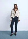 Mango Sienna Flared Cropped Jeans In Blue