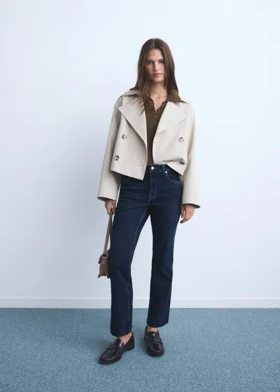 Mango Sienna Flared Cropped Jeans In Blue